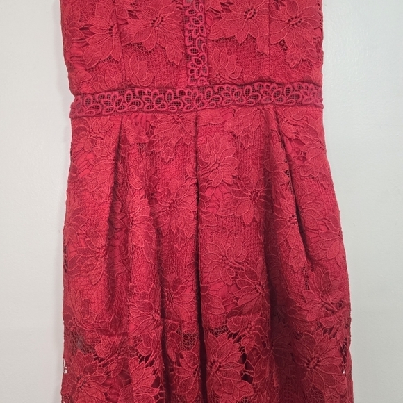 Revolve Nicholas Red Floral Lace Rouleau Ball Midi Dress Cocktail Wedding guest - Picture 6 of 11